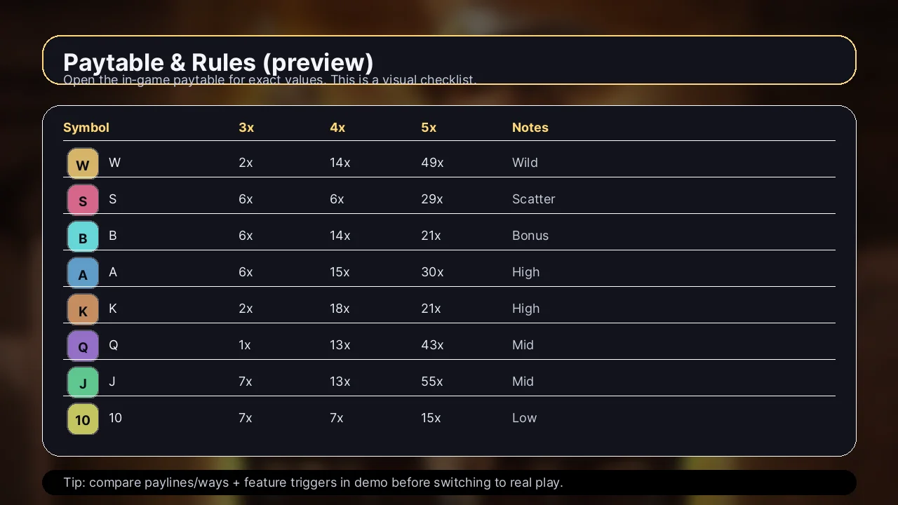 Gewinntabelle / Regeln